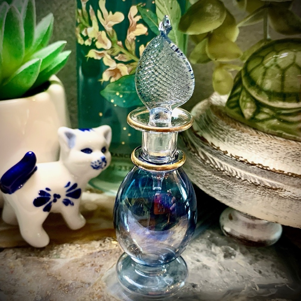 2205 Iridescent Blue Glass Mini Perfume Bottle